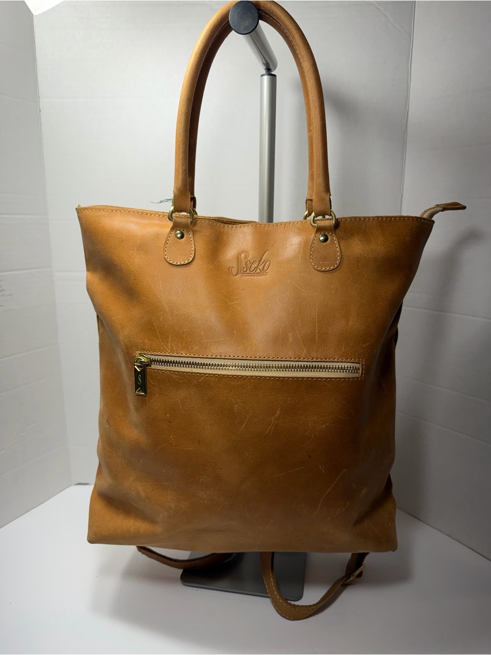 Sseko Tan Leather Tote Backpack - Classic Convertible Women’s shoulder bag